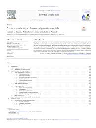 Pdf A Review On The Angle Of Repose Of Granular Materials