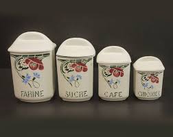 French Art Nouveau Faience Canister Set Of 4 Circa 1920 30 Etsy French Country Kitchen Kitchen Storage Canisters Canister Sets