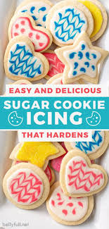 In a medium bowl, sift confectioners sugar and then combine with light corn syrup, milk or water, and clear extract flavoring. Easy Sugar Cookie Icing That Hardens Belly Full