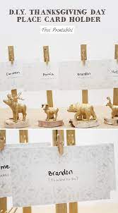 I paired my place card holders with emerald green goblets, a few orange and white pumpkins, and rose gold silverware. Diy Thanksgiving Day Place Card Holder And Free Printable