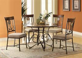 I love the two tone finish and removable chair cushions. Barrie 5 Piece Round Table Dining Room Set In Cherry Oak Dark Bronze Finish By Acme 70640