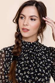 Francesca's Dedra Floral Mock Neck Mini Dress