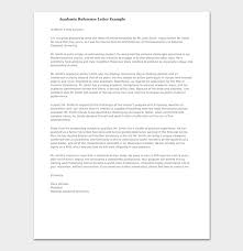 Academic Reference Letter Sample Letters Formats