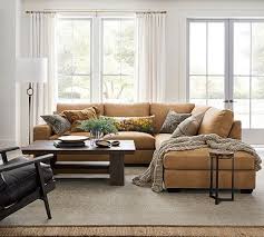 Modern sectional leather sofa malibu xl with a large ottoman and plenty of space and led. Big Sur Square Arm Leather Return Bumper Sectional Pottery Barn