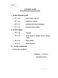 Setelah itu, acara ramah tamah, hiburan dan foto bersama. Contoh Susunan Acara Buka Bersama Masnurul