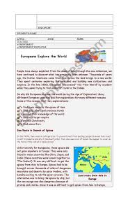 Learn vocabulary, terms and more with flashcards, games and other study tools. European Exploration Esl Worksheet By Joander