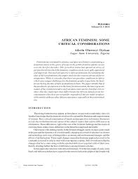 Pdf African Feminism Some Critical Considerations Vol 15 Pg 1 2014