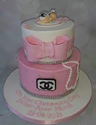 Lovely 2 Tier Coco Chanel Christening Cake Chanel Baby Shower Elephant Baby Shower Boy Baby Shower Cakes