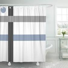 Grey & white bathroom ideas. Cynlon Geometric Black Gray Blue White Bathroom Decor Bath Shower Curtain 66x72 Inch Walmart Com Walmart Com