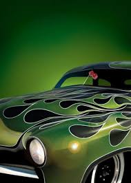 Green Flames Custom Cars Paint Hot Rods Motorcycle Paint Jobs