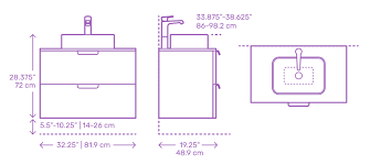 The sink basin cuts through the wooden plank and reaches the floor. Bathroom Vanities Dimensions Drawings Dimensions Com