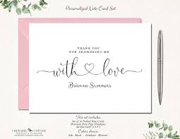 Bridal Shower Thank You Cards Thank You Notes Wedding Etsy In 2020 Folded Note Card Note Cards Notecard Set