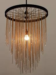 034048 Multi Pendant Made From A Cycle Wheel Decorated Crystal Chain This Truly Bespoke Pendant Is Made From Diy Chandelier Steel Pendant Light Diy Lighting