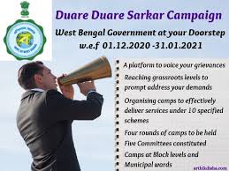 The duare sarkar programme aims to make schemes of the state government more accessible to the duare sarkar programme has been launched to bring all government services to people at their. Duare Duare Sarkar Campaign 2020 21 Wb Govt At Your Doorstep