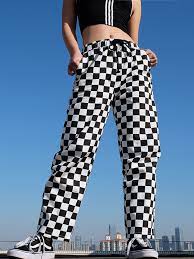 Pantalon carreaux noir et blanc. Pantalon Longue Taille Haute A Carreaux Jambe Large Noir Blanc Pantalon Bas