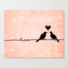 Family Birds On A Wire Tattoo Birds On A Wire Love Bokeh With Heart Pink And Black Lovebirds Stretched Canvas By Jaclyn Rose Desig Love Bird Tattoo Couples Love Birds Painting Lovebirds Art
