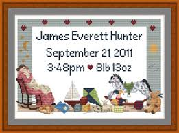 Our newborn babies cross stitch samplers are a traditional way of recording a baby's arrival with name, birth date, time & weight. Cross Stitch Patterns Kits For Newborn Babies