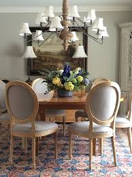 Add Elegance To Your Dining Room With A Round Table And These Beautiful Linen Upholstered And White Washed Carved Wood D Dining Decor Home Decor Dining Chairs