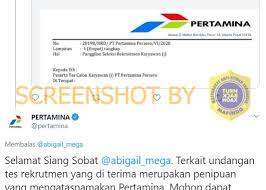 Waspada dengan informasi rekrutmen palsu mengatasnamakan pertamina. Salah Panggilan Seleksi Rekrutmen Pertamina Tanggal 7 8 Juni 2020 Turnbackhoax Id