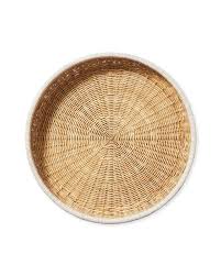 Round woven rattan trays large. Suffolk Round Woven Wicker White Rim Tray