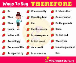 Therefore Synonym 26 Synonyms For Therefore In English My English Tutors Essay Writing Skills Learn English Words English Vocabulary Words