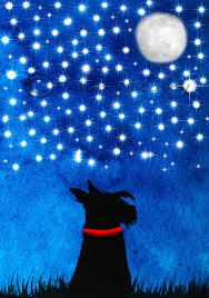Scottie Dog Art Print Scottish Terrier Moon And Stars Dog Print Art Scottie Dog Scottish Terrier