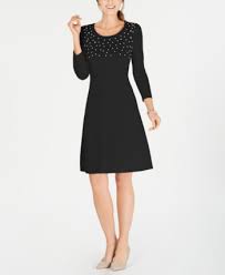Nine West Faux Pearl Embellished Sweater Dress Black Xl Sweater Dress Women Dresses Embellished Sweaters