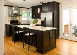 No more dark stains for these cabinets! Light Wood Floors With Dark Kitchen Cabinets Wood Flooring