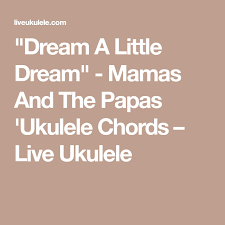 Mamas And Papas Dream A Little Dream Of Me Chords Dream A Little Dream ʻukulele Chords By Mamas And The Papas Ukulele Songs Ukulele Chords Ukulele