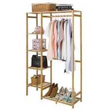 Click to add item honey can do® gray/black top shelf clothing rack to the compare list. Bamboo Wood Clothing Garment Rack With Shelves Clothes Drying Hanging Rack Plant Stand For Long Jacket Trousers Shoe And Coat Storage In Home Laundry Room Commercial Corner Heavy Duty Amazon In Home