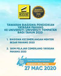 Yayasan pahang has a wide variety of positions available to talented, motivated individuals looking for a challenging career opportunity. Tawaran Biasiswa Pendidikan Yayasan Pahang Ke Universiti Tempatan Bagi Tahun 2020 Di Buka Edu Bestari