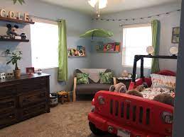 Toddler Jungle Room With Jeep Toddler Bed Boy Toddler Bedroom Toddler Rooms Big Boy Room
