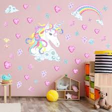 Kid rooms girly unicorn bedroom decor. Cute Unicorn Wall Stickers For Kids Rooms Girls Bedroom Decor Diy Poster Cartoon Animal Wallpaper Stickers On The Wall Buy At The Price Of 1 87 In Aliexpress Com Imall Com