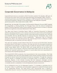 The new mccg introduces substantial changes and recommendations with a view of raising the standards of corporate governance of companies in malaysia. Corporate Governance In Malaysia Phdessay Com