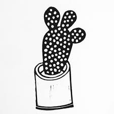 Black And White Cactus Print Black And White Cacti 2 Lino Print In 2020 Cactus Print Black White Screen Printing
