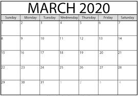 Editable March 2020 Calendar Blank Template Calendar Printables Calendar Word Free Printable Calendar Templates