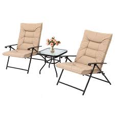 Amazon Com Outroad 3 Piece Patio Padded Folding Chair Set Outdoor Adjustable Reclining Reclining Furniture Outdoor Wicker Rocking Chairs Padded Folding Chairs