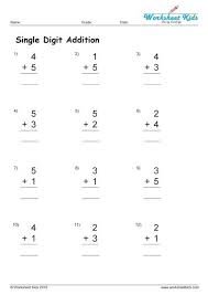 The worksheets in this section have different levels of complexity, including adding a single digit number to a two digit number, two digit plus two digit. Single Digit Addition Without Regrouping Free Printable Pdf