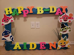 Diy Baby Boy 1st Birthday Decoration Ideas For Boy Baby Shark Frame Shark Theme Birthday Shark Themed Birthday Party Shark Themed Party