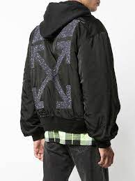 Off White Hooded Bomber Jacket Farfetch Hooded Bomber Jacket Bomber Jacket Jackets