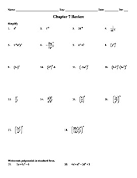 Holt Algebra Chapter 7 Exponents Polynomials Review Worksheet Doc Pdf