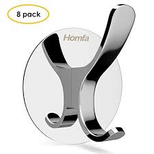 Homfa Lot De 8 Crochets Adhesifs En Aluminium D Espace Crochet Mural Leger Durable Et Anti Rouille Porte Mante Crochets Muraux Salle De Bain Crochet Adhesif