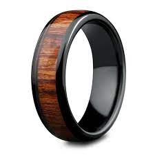Classic Black Polished Ceramic Wooden Ring 6mm Width Wood Wedding Ring Wooden Wedding Ring Wooden Rings