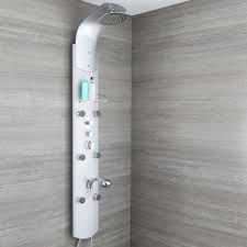 Milano Baya Modern Exposed Thermostatic Shower Tower Panel With Large Shower Head Hand Shower And Body Jets Chrome