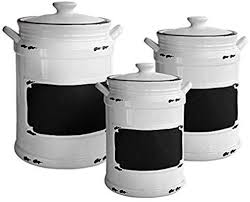 Black And White Canister Set Of 3 American Atelier 1562159 Rb Vintage Canister Set 3 Piece Ceramic Jars Chic Design With Lids For Cookies C Vintage Canister Sets Vintage Canisters Ceramic Jars