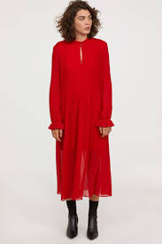 Pleated Chiffon Dress Red Ladies H M Us 2 Red Dress Outfit Women Dress Sale Calf Length Dress