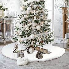White Christmas Ornaments 1pc White Christmas Tree Skirt Plush Faux Fur Carpet Xmas Floor Mat Ornaments Wedding Birthday New Year Christmas Tree Decor Tree Skirts Aliexpress