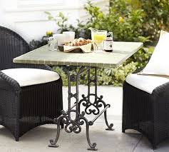 Tile Top Rectangular Fixed Bistro Table Potterybarn Reminds Me Of Antique Sewing Machine Outdoor Dining Furniture Balcony Table And Chairs Patio Dining Table