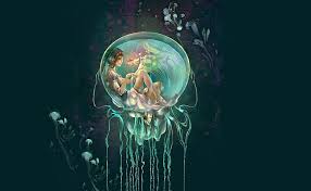 Category artwork (digital) / all. Hd Wallpaper Mermaid Depth Jellyfish Goldfish Bubble Magic Water Wallpaper Flare