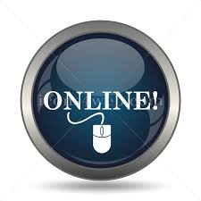Online with mouse icon for website - Online with mouse stock image